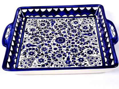 Ceramic serving dish with handles.Jerusalem Tray