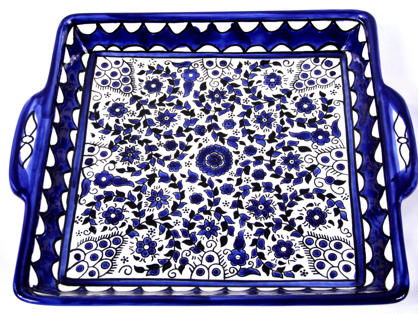 Ceramic serving dish with handles.Jerusalem Tray