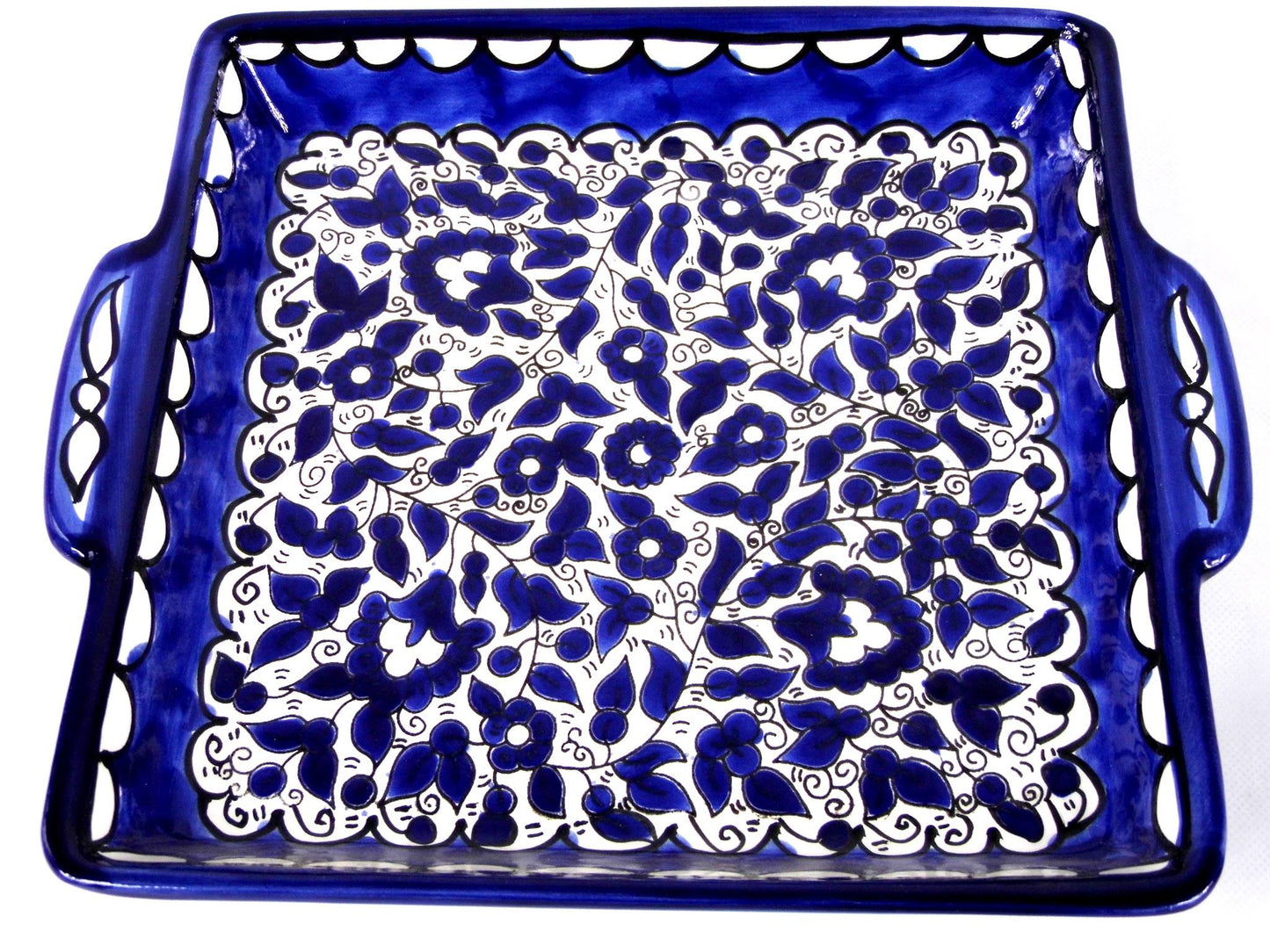 Ceramic serving dish with handles.Jerusalem Tray