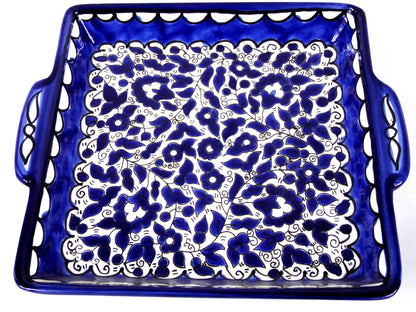 Ceramic serving dish with handles.Jerusalem Tray