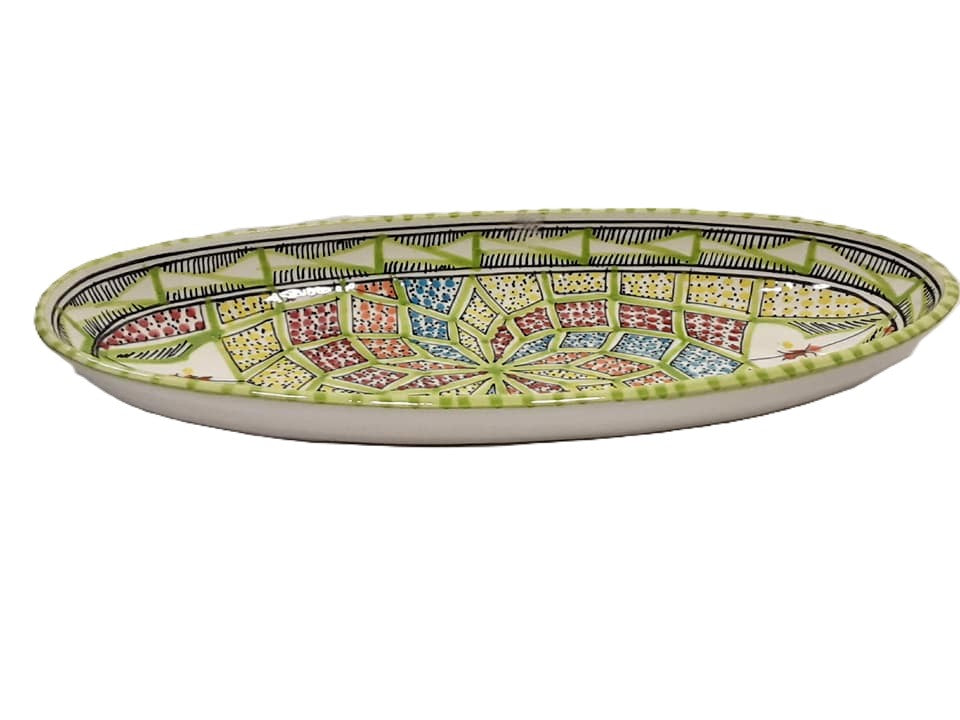 Handmade Tunisian  Large Oval Ceramic Dish