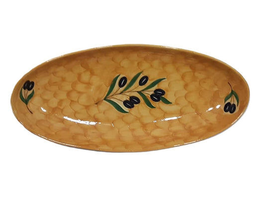 Handmade Spanish Large Oval Ceramic Dish- Olives Design