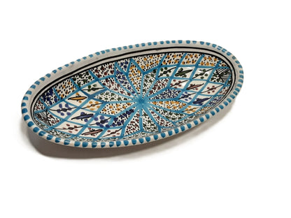 Handmade Tunisian  Oval Ceramic Dish