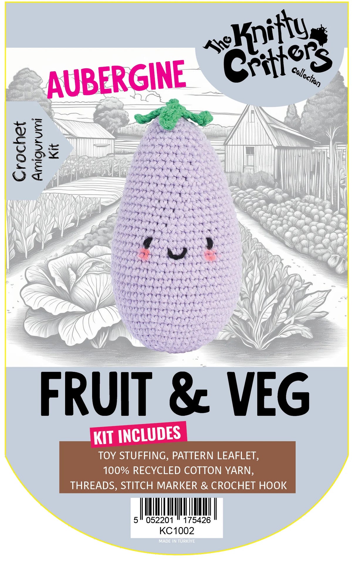 Knitty Critters - Pouch Pals - Fruit & Veg - Aubergine