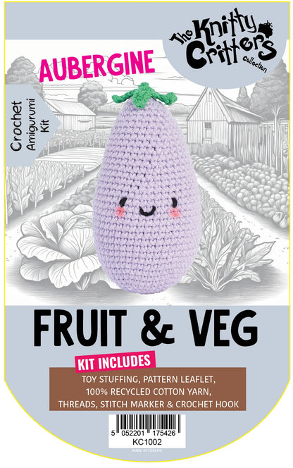Knitty Critters - Pouch Pals - Fruit & Veg - Aubergine