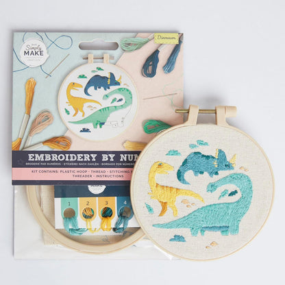 Embroidery By Numbers Dinosaurs Craft Kit