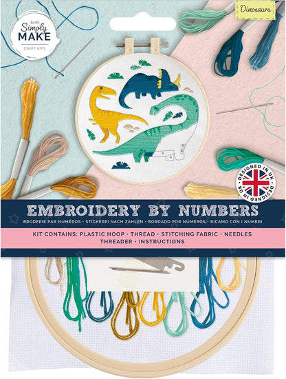 Embroidery By Numbers Dinosaurs Craft Kit