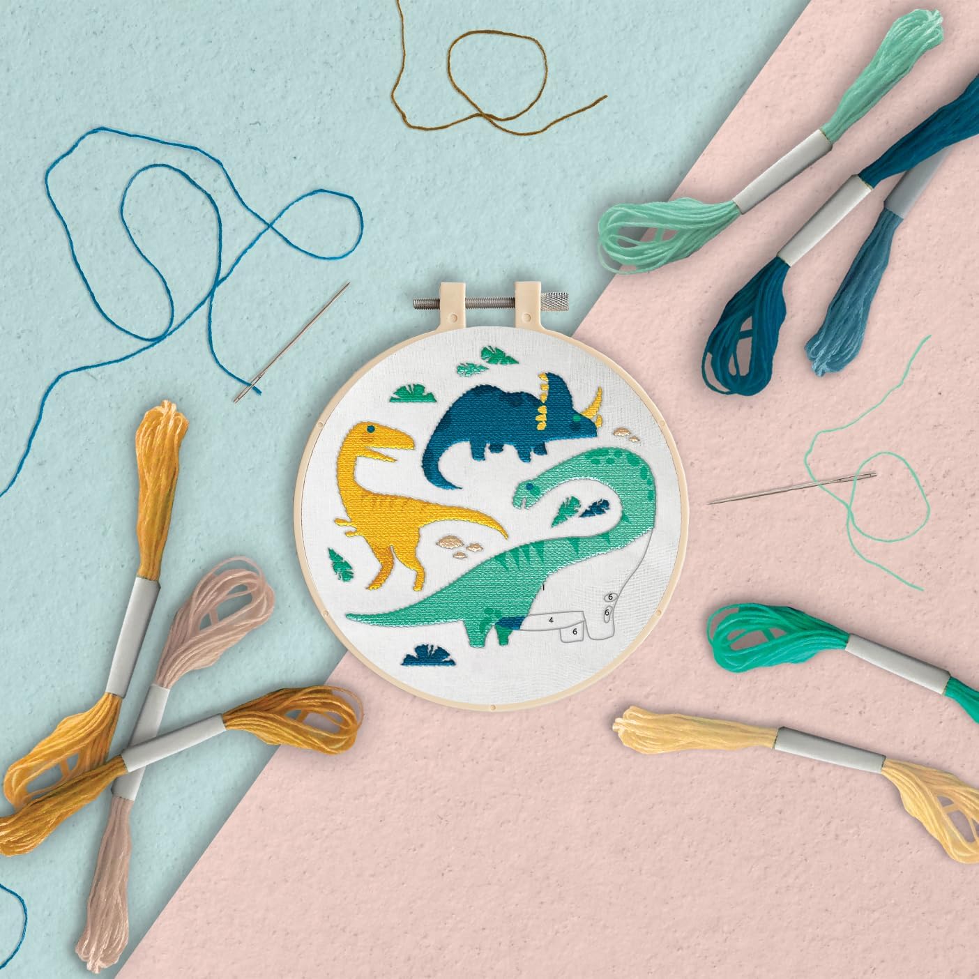 Embroidery By Numbers Dinosaurs Craft Kit