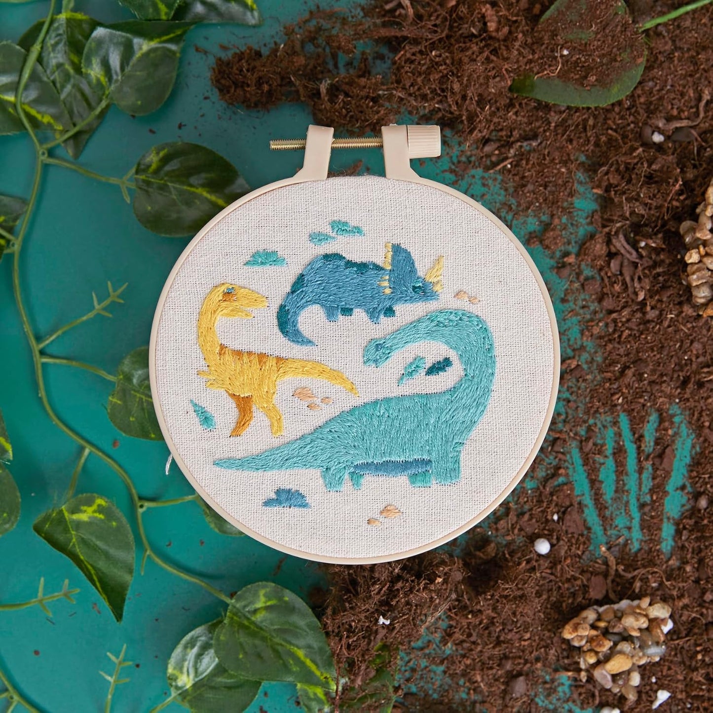 Embroidery By Numbers Dinosaurs Craft Kit