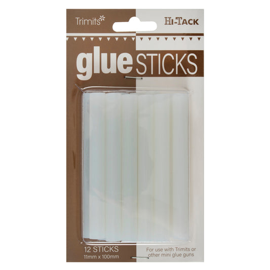 Replacement Glue Gun Sticks: Hi-Tack: Opaque: 11mm x 10cm: 12 Pieces