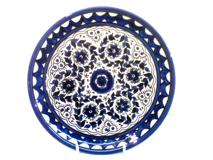 Palestinian Ceramic Platter,  Elegant Plate, Blue&White