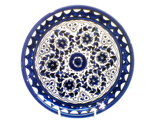 Palestinian Ceramic Platter,  Elegant Plate, Blue&White