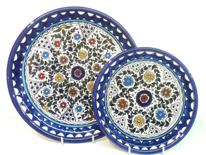 Palestinian Ceramic Platter, Elegant Plate, Multi-Coloured