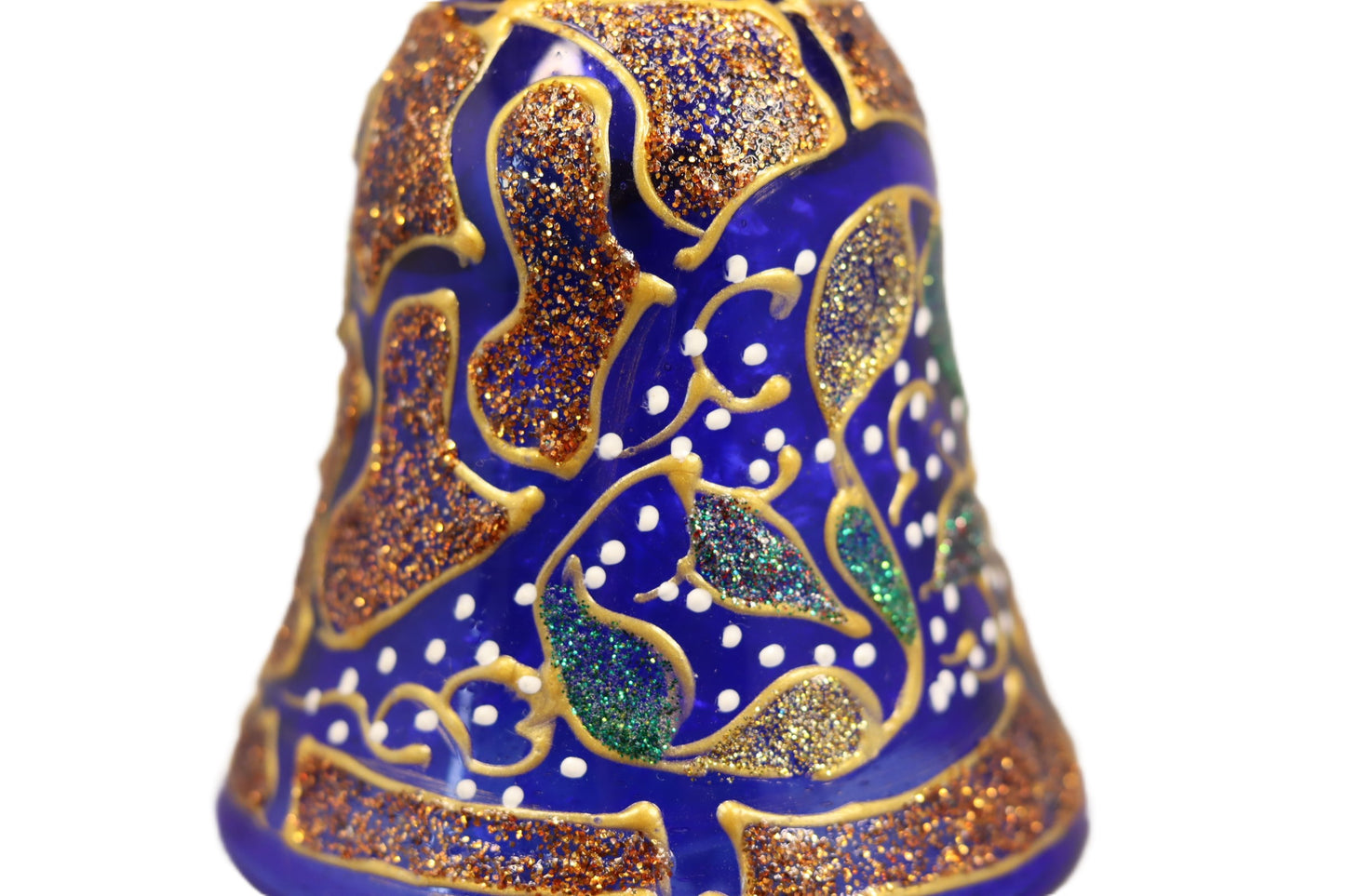 Hand painted Christmas glass bauble in a bell shape