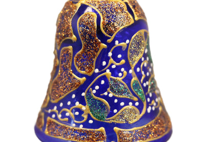 Hand painted Christmas glass bauble in a bell shape