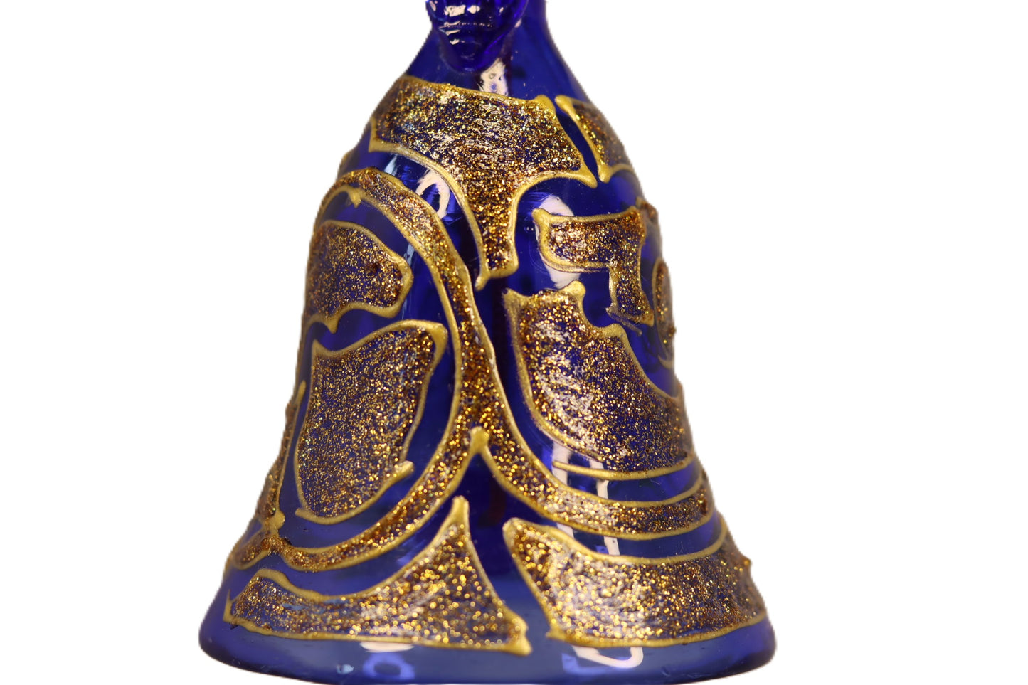 Hand painted Christmas glass bauble in a bell shape