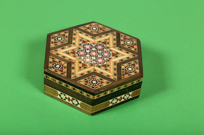Syrian Walnut mosaic Wooden Jewellery Box with mother of pearl inlay Set of 3