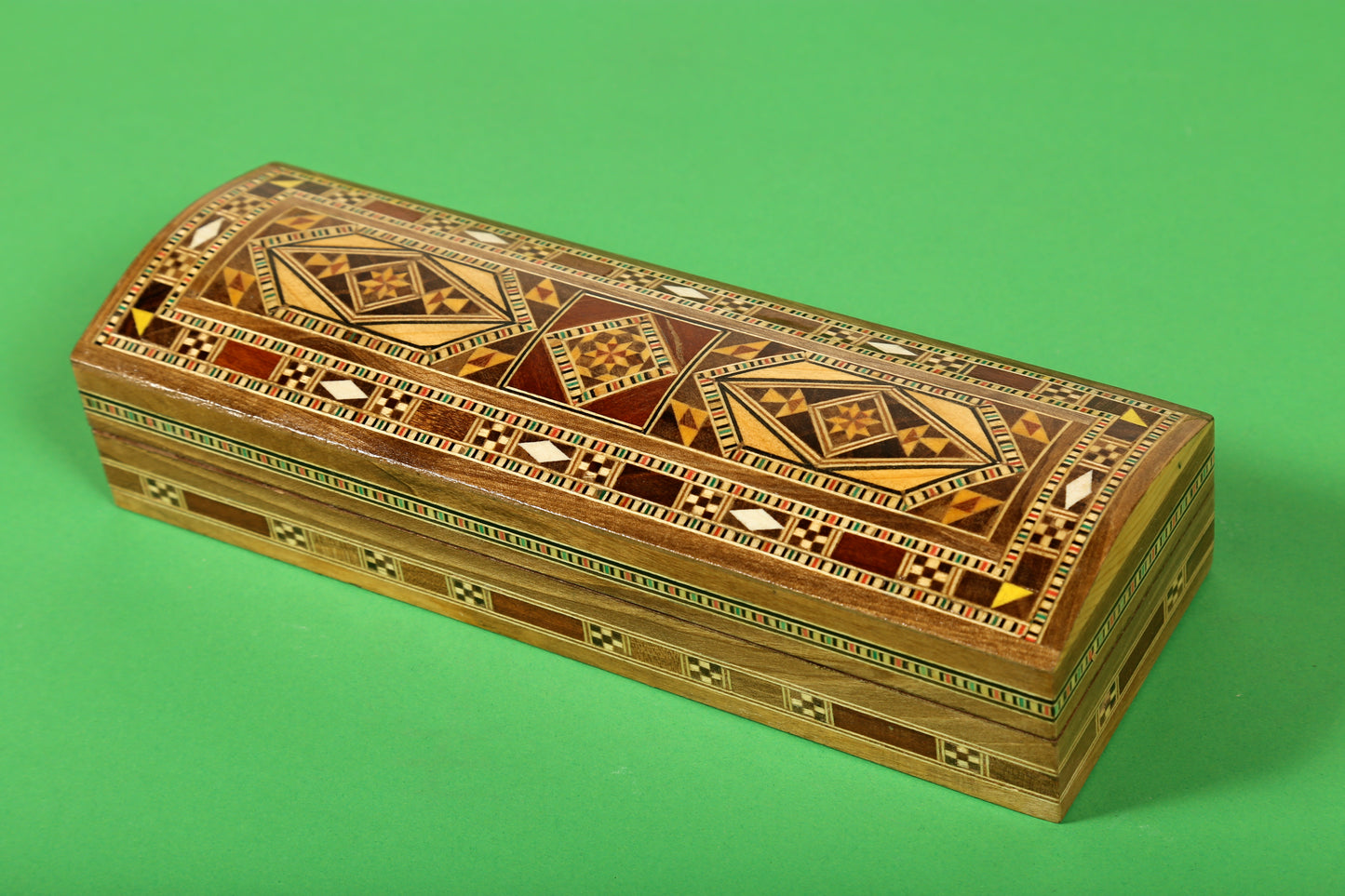 Syrian Walnut mosaic Wooden Jewellery Box with mother of pearl inlay