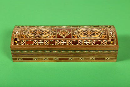 Syrian Walnut mosaic Wooden Jewellery Box with mother of pearl inlay