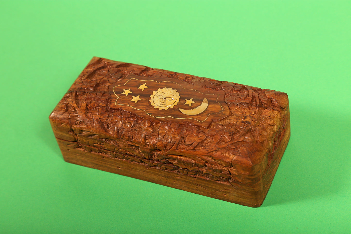 Hand Carved Wooden Jewellery Box