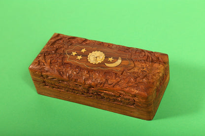 Hand Carved Wooden Jewellery Box