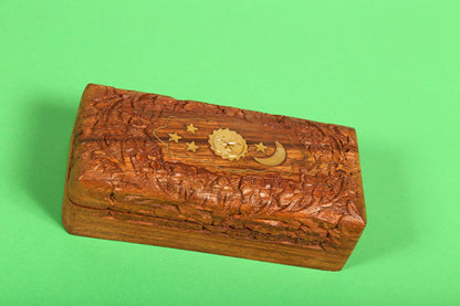 Hand Carved Wooden Jewellery Box
