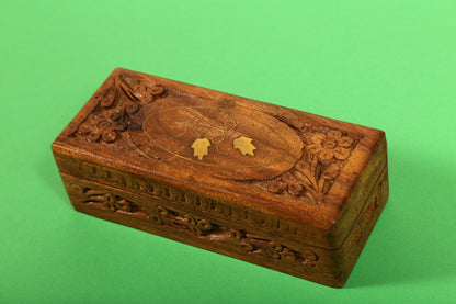 Hand Carved Wooden Jewellery Box