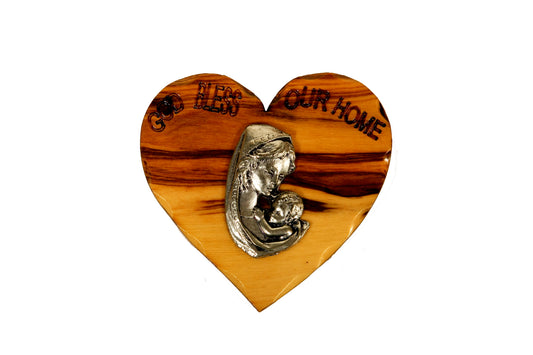 Olive wood Fridge magnet Virgin Marry design from the holy lands
