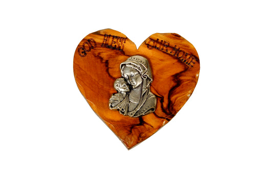 Olive wood Fridge magnet Virgin Marry  design from the holy lands