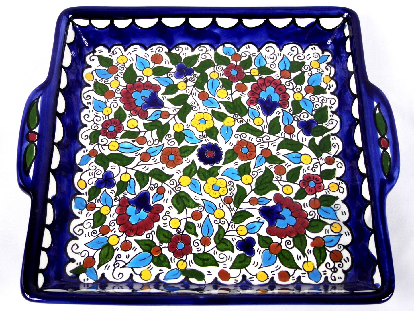 Ceramic serving dish with handles.Jerusalem Tray