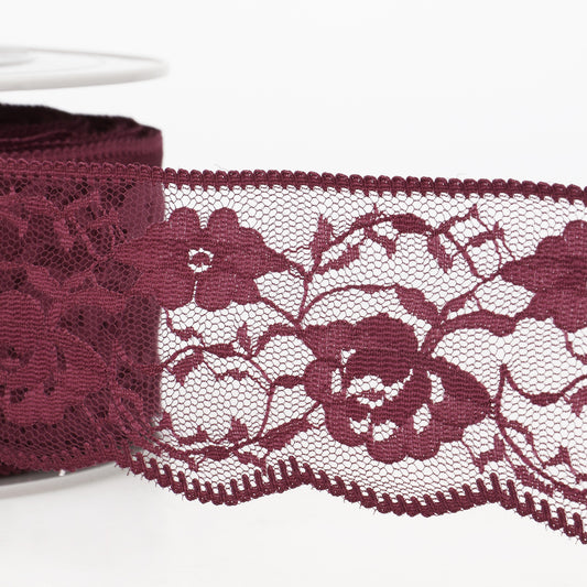 Trim: Lace: Rachel:55mm: Burgundy