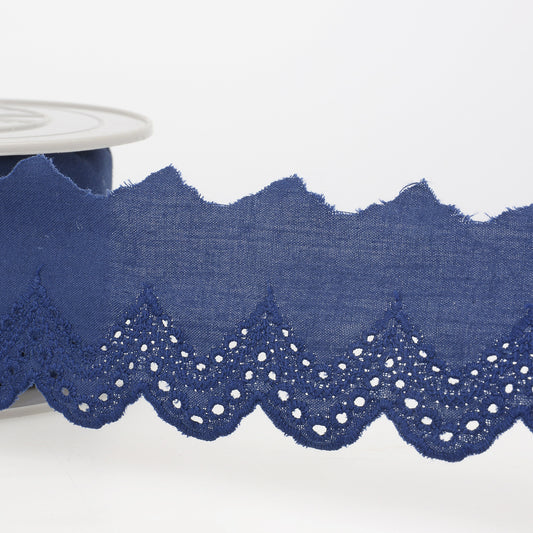 Trim: Lace: Eyelet:  49mm: Navy Blue