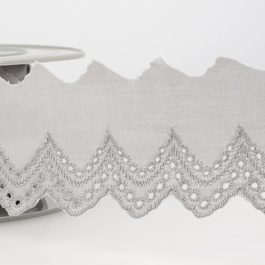 Trim: Lace: Eyelet: 49mm: Light Grey
