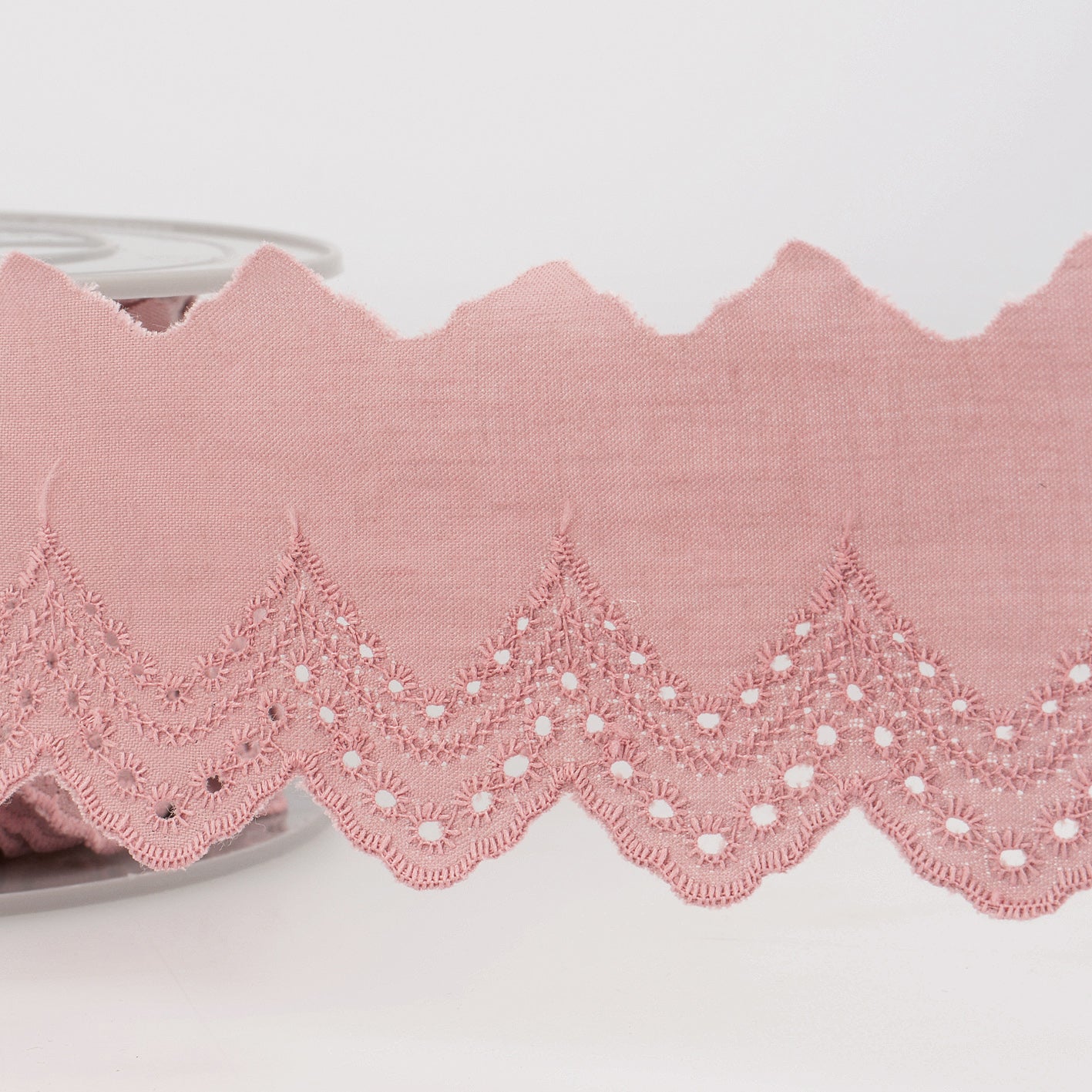 Trim: Lace: Eyelet: 49mm: Antique Pink