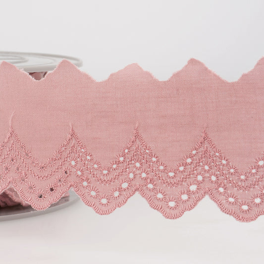 Trim: Lace: Eyelet: 49mm: Antique Pink