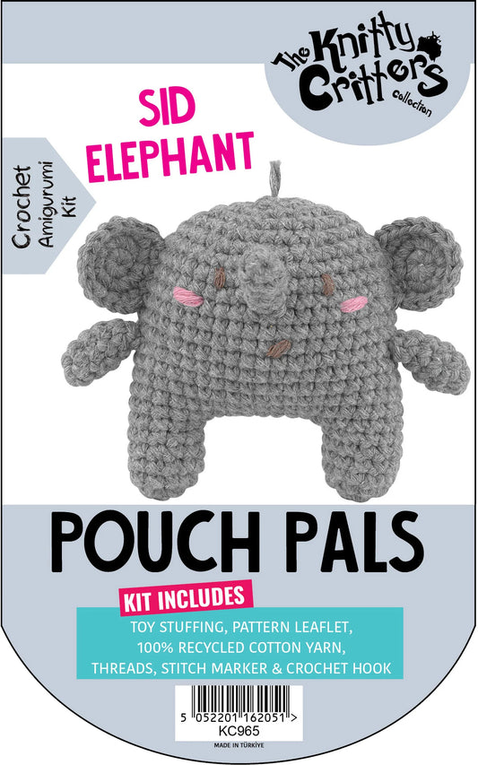 Knitty Critters - Pouch Pals 3 - Sid Elephant