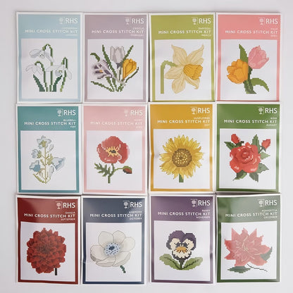 Rhs Mini Cross Stitch Kits, 12 Months of Cross Stitch
