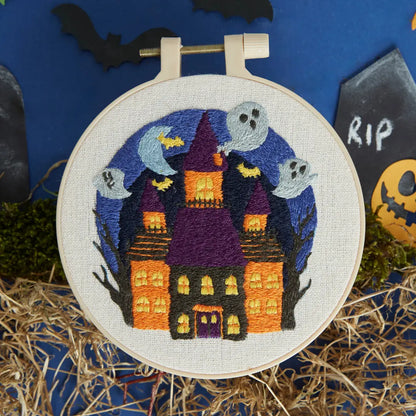 Embroidery By Numbers Kit, Haunted House