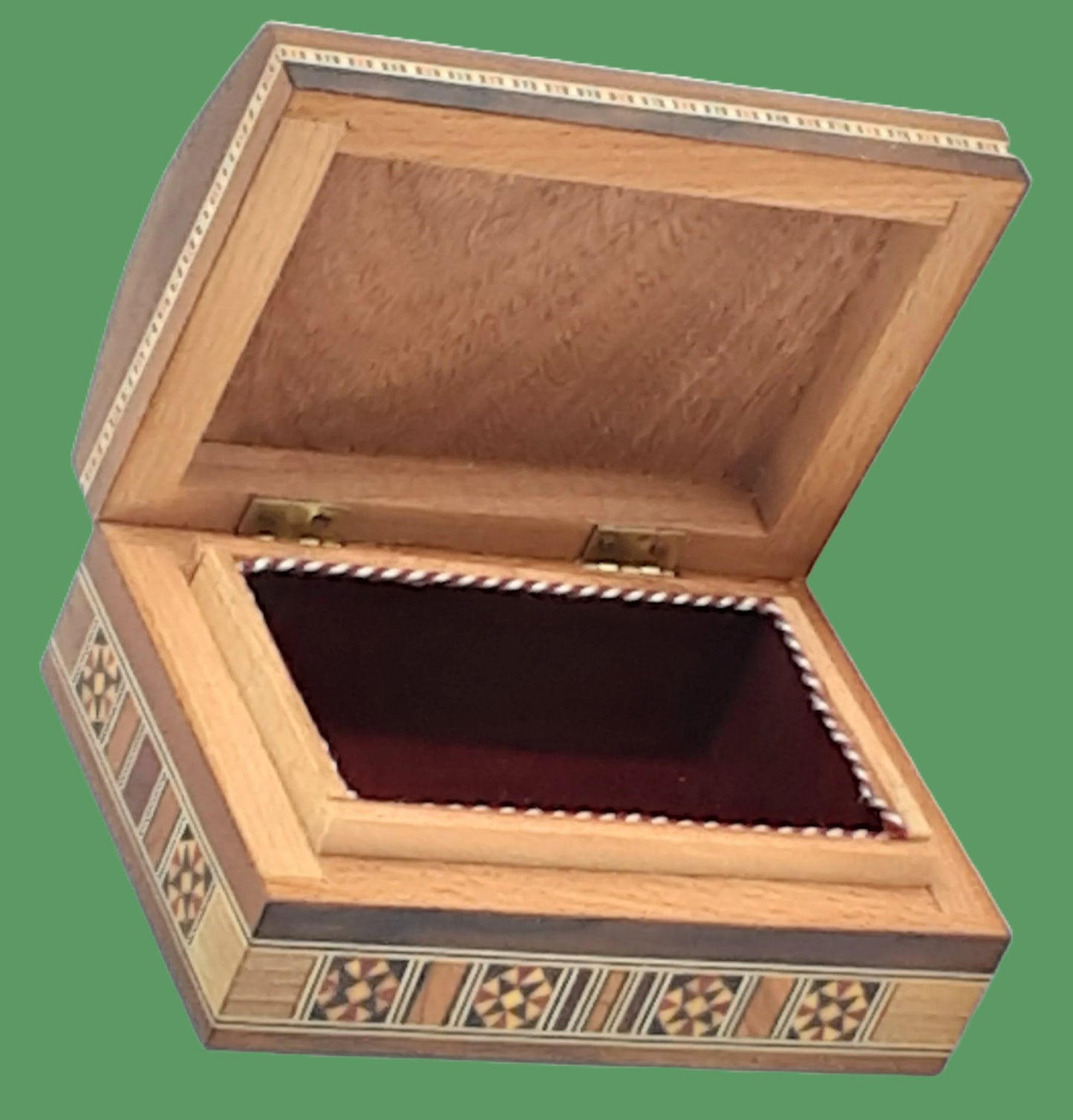 Syrian Walnut mosaic Wooden Jewellery Box with mother of pearl inlay