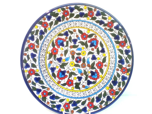 Handmade Palestinian Ceramic Plate- Multi-Coloured/ 26cm