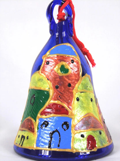 Hand painted Christmas  glass bauble in a bell shape- Bethlehem Design