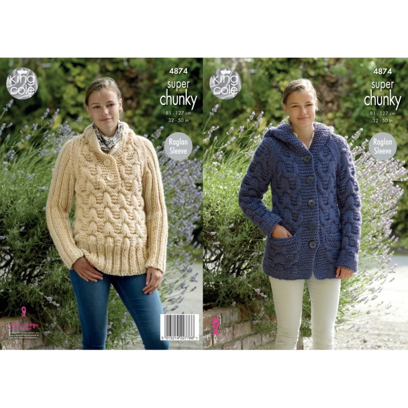 King Cole 4874 Adult Super Chunky Jacket Knitting Pattern