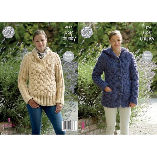 King Cole 4874 Adult Super Chunky Jacket Knitting Pattern