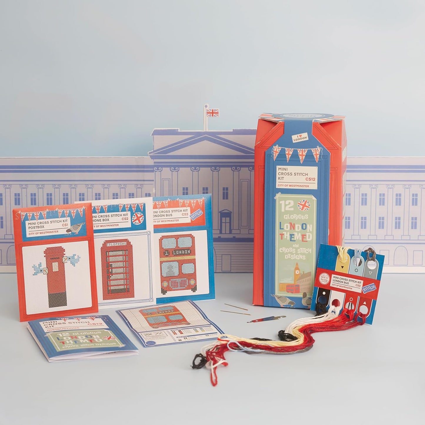 Sew & So On Mini Cross Stitch Kits, 12 Mini London Designs