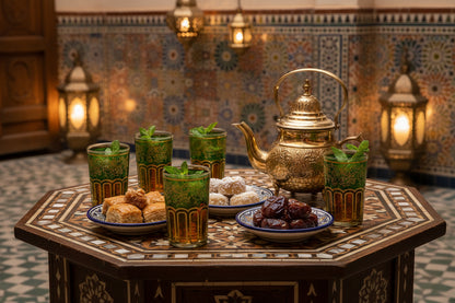 Moroccan Tea Glasses Painted and Decorated by Hand Pack of 6- Green