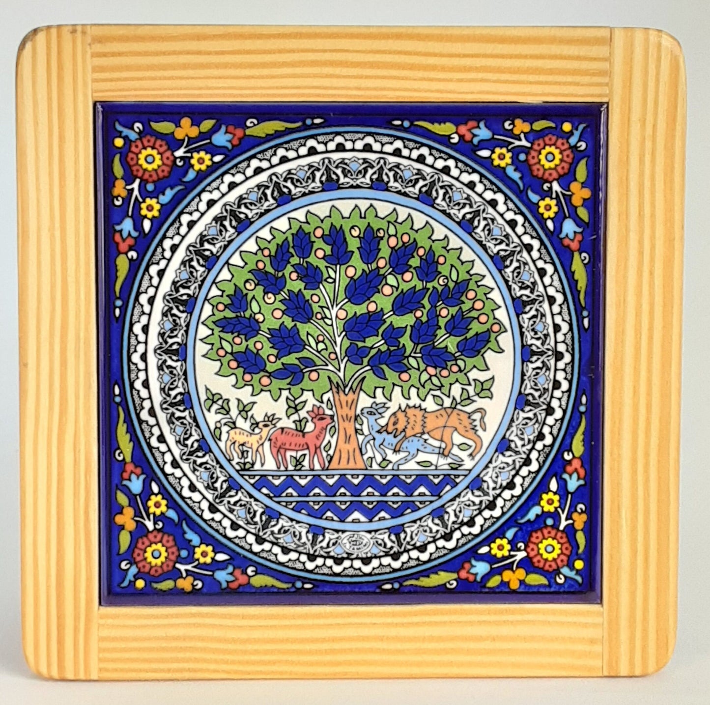 Ceramic & Olive Wood Tile Coaster Tree of Life