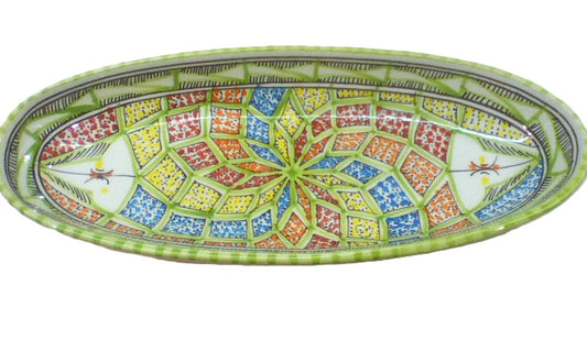 Handmade Tunisian  Large Oval Ceramic Dish