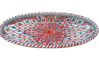 Handmade Tunisian  Large Oval Ceramic Dish