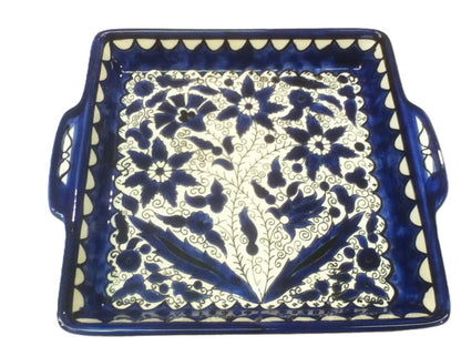 Ceramic serving dish with handles.Jerusalem Tray