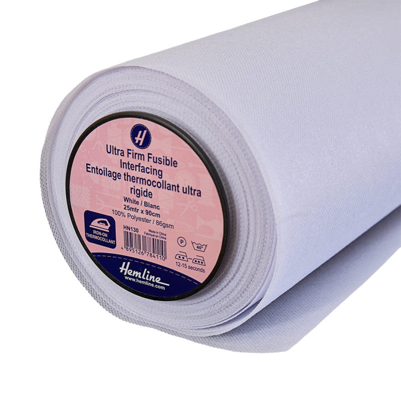 Interfacing: Ultra-Firm Fusible: Iron-On: 90cm: White